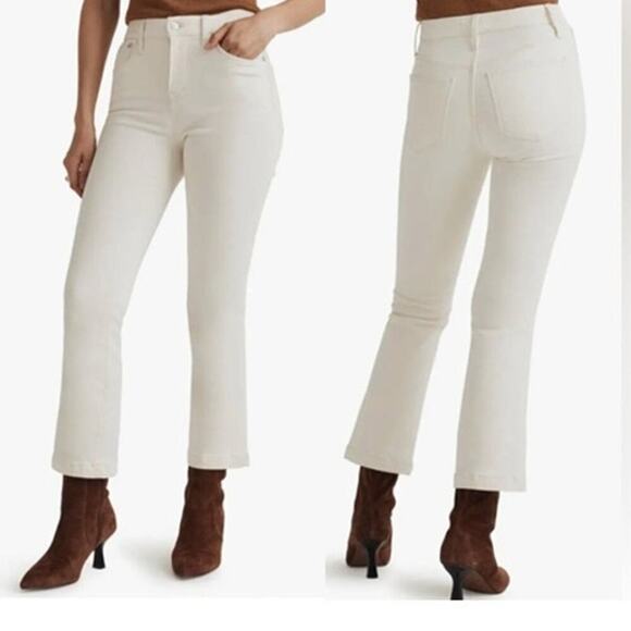 Madewell Denim - Madewell Mid-Rise Kick Out Stretch Denim Jeans in Ecru (27)